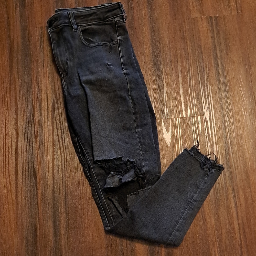 American Eagle Outfitters Black Ripped Skinny Jeans